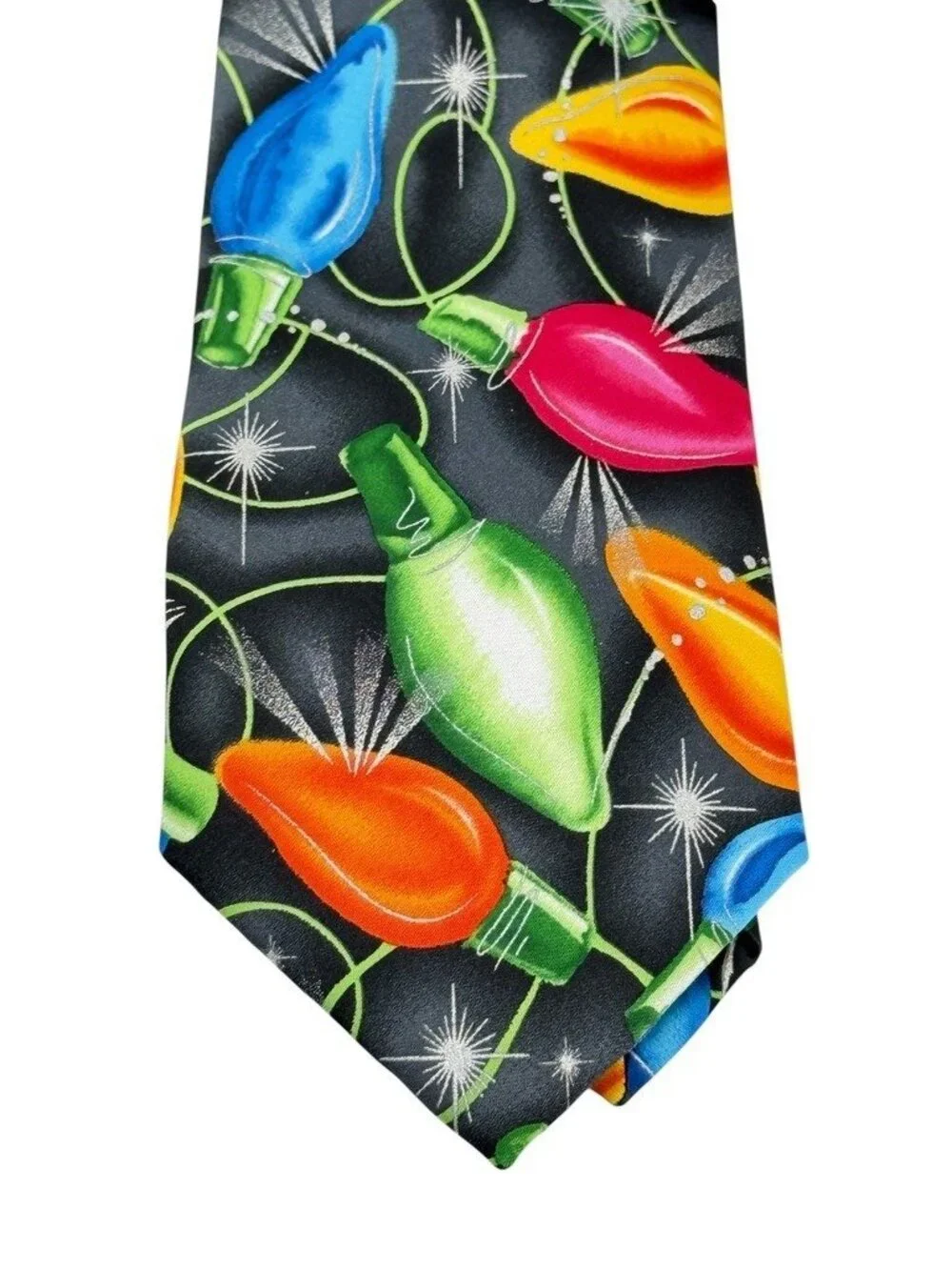 Jerry Garcia Abstract Collection 68 Men’s Neck Tie Christmas Lights Bulbs NEW